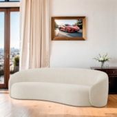 Sofá 2 Lugares Amore 160cm Orgânico Luxo Recepção Escritório Bouclé Bege