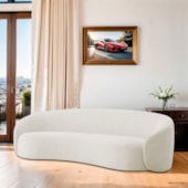 Sofá 2 Lugares Amore 160cm Orgânico Luxo Recepção Escritório Bouclé Branco