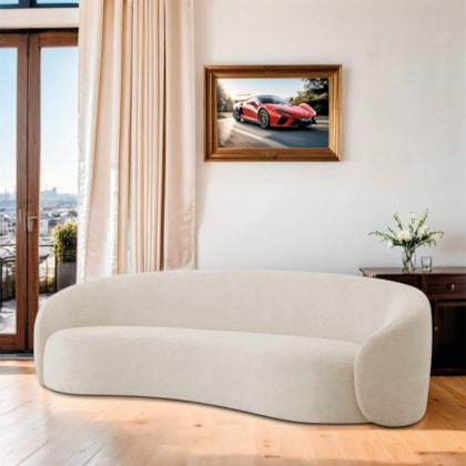 Sofá 2 Lugares Amore 160cm Orgânico Luxo Recepção Escritório Linho Bege