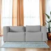 Sofá 2 Lugares Billy 150cm Orgânico Luxo Recepção Bouclé Cinza