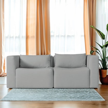 Sofá 2 Lugares Billy 150cm Orgânico Luxo Recepção Bouclé Cinza