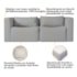 Sofá 2 Lugares Billy 150cm Orgânico Luxo Recepção Bouclé Cinza