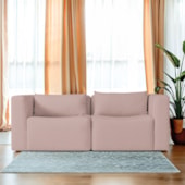Sofá 2 Lugares Billy 150cm Orgânico Luxo Recepção Bouclé Rosé