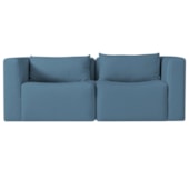 Sofá 2 Lugares Billy 150cm Orgânico Luxo Recepção Linho Azul Royal