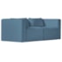 Sofá 2 Lugares Billy 150cm Orgânico Luxo Recepção Linho Azul Royal