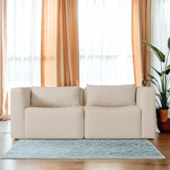 Sofá 2 Lugares Billy 150cm Orgânico Luxo Recepção Linho Bege