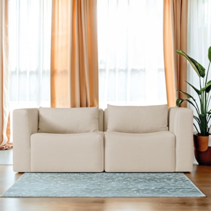 Sofá 2 Lugares Billy 150cm Orgânico Luxo Recepção Linho Bege