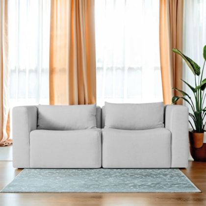 Sofá 2 Lugares Billy 150cm Orgânico Luxo Recepção Linho Cinza Claro