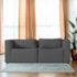 Sofá 2 Lugares Billy 150cm Orgânico Luxo Recepção Linho Cinza Escuro