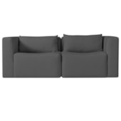Sofá 2 Lugares Billy 150cm Orgânico Luxo Recepção Linho Cinza Escuro
