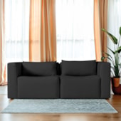 Sofá 2 Lugares Billy 150cm Orgânico Luxo Recepção Linho Preto
