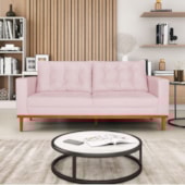 Sofá 2 Lugares Dubai Suede Rosa Bebê - Amarena Móveis