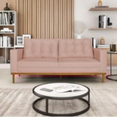 Sofá 2 Lugares Dubai Suede Rosê - Amarena Móveis