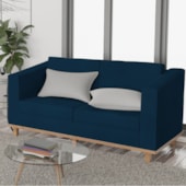 Sofá 2 Lugares Europa Suede Azul Marinho AM Decor