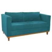 Sofá 2 Lugares Europa Suede Azul Turquesa AM Decor