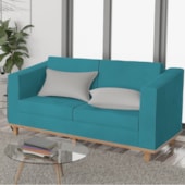 Sofá 2 Lugares Europa Suede Azul Turquesa AM Decor