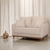 Sofá 2 Lugares Sala de Estar Recepção Luxo Conforto Benny 140cm Linho Bege