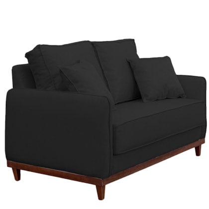 Sofá 2 Lugares Sala de Estar Recepção Luxo Conforto Benny 140cm Linho Preto