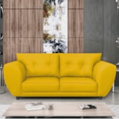 Sofá 2 Lugares Tulipa Sintético Amarelo - Amarena Móveis Sofá 2 Lugares Tulipa Sintético Amarelo - Amarena Móveis