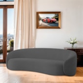 Sofá 3 Lugares 180 cm Orgânico Luxo Recepção Amore Linho Cinza Escuro
