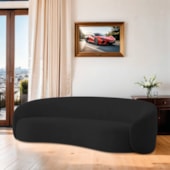 Sofá 3 Lugares 180cm Orgânico Luxo Recepção Amore Linho Preto - Amarena Móveis