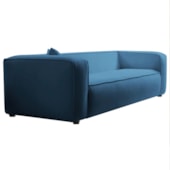 Sofá 3 Lugares 180cm Orgânico Luxo Recepção Cecília Linho Azul Royal - Amarena Móveis