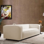 Sofá 3 Lugares 180cm Orgânico Luxo Recepção Cecília Linho Bege - Amarena Móveis