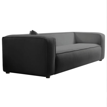 Sofá 3 Lugares 180cm Orgânico Luxo Recepção Cecília Linho Cinza Escuro - Amarena Móveis