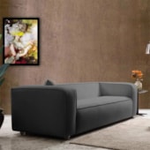 Sofá 3 Lugares 180cm Orgânico Luxo Recepção Cecília Linho Cinza Escuro - Amarena Móveis