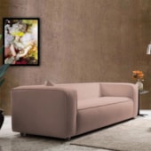Sofá 3 Lugares 180cm Orgânico Luxo Recepção Cecília Linho Rose - Amarena Móveis