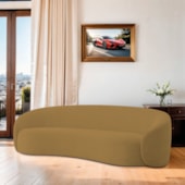Sofá 3 Lugares 200cm Orgânico Luxo Recepção Amore Bouclé Caramelo