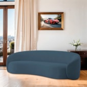 Sofá 3 Lugares 200cm Orgânico Luxo Recepção Amore Linho Azul Royal - Amarena Móveis
