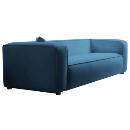 Sofá 3 Lugares 200cm Orgânico Luxo Recepção Cecília Linho Azul Royal - Amarena Móveis