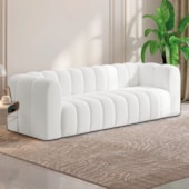Sofá 3 Lugares 200cm Orgânico Luxo Recepção Giordana Bouclé  Branco - Amarena Móveis