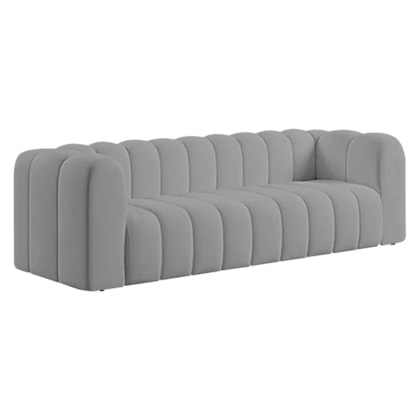 Sofá 3 Lugares 200cm Orgânico Luxo Recepção Giordana Bouclé  Cinza - Amarena Móveis