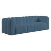 Sofá 3 Lugares 200cm Orgânico Luxo Recepção Giordana Linho Azul Royal - Amarena Móveis