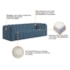 Sofá 3 Lugares 200cm Orgânico Luxo Recepção Giordana Linho Azul Royal - Amarena Móveis