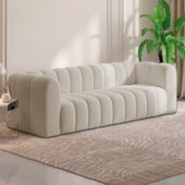 Sofá 3 Lugares 200cm Orgânico Luxo Recepção Giordana Linho Bege - Amarena Móveis