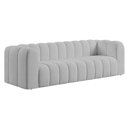 Sofá 3 Lugares 200cm Orgânico Luxo Recepção Giordana Linho Cinza Claro - Amarena Móveis