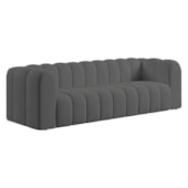 Sofá 3 Lugares 200cm Orgânico Luxo Recepção Giordana Linho Cinza Escuro - Amarena Móveis