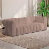 Sofá 3 Lugares 200cm Orgânico Luxo Recepção Giordana Linho Rose - Amarena Móveis
