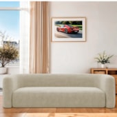 Sofá 3 Lugares 200cm Orgânico Luxo Recepção Melina Bouclé Bege - Amarena Moveis