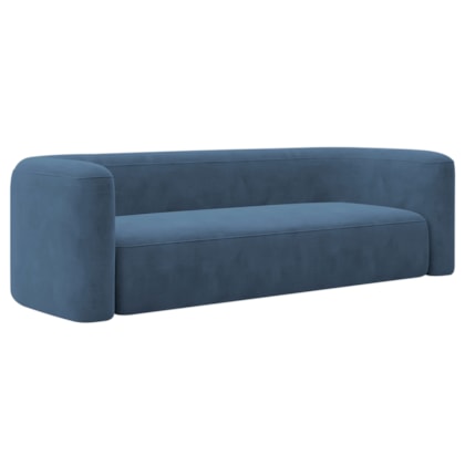 Sofá 3 Lugares 200cm Orgânico Luxo Recepção Melina Linho Azul Royal - Amarena Moveis