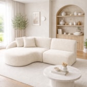 Sofá 3 lugares Bariloche Modular Moderno Bouclé Bege