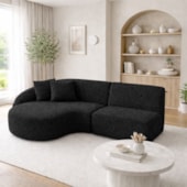 Sofá 3 lugares Bariloche Modular Moderno Bouclé Preto