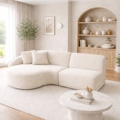 Sofá 3 lugares Bariloche Modular Moderno Linho Bege