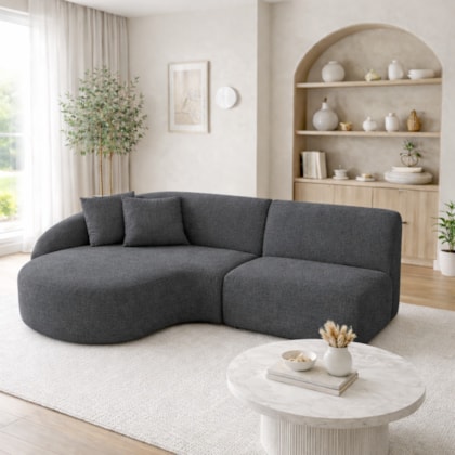 Sofá 3 lugares Bariloche Modular Moderno Linho Cinza Escuro