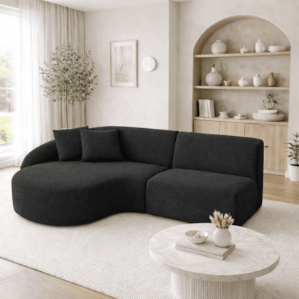 Sofá 3 lugares Bariloche Modular Moderno Linho Preto