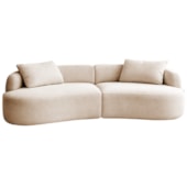 Sofá 3 Lugares Bellagio 180cm Orgânico Luxo Recepção Escritório Linho Bege