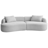 Sofá 3 Lugares Bellagio 180cm Orgânico Luxo Recepção Escritório Linho Cinza Claro